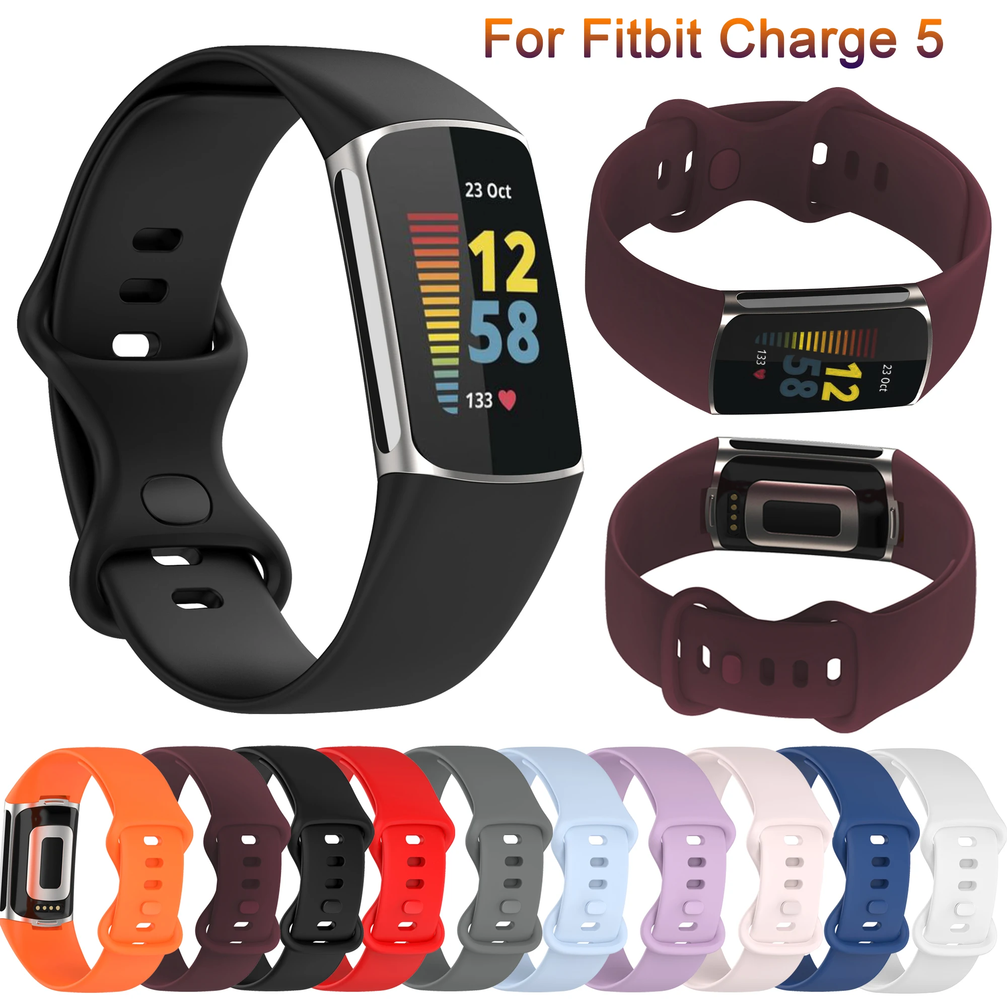 Smart Watch Soft Silicone Band Straps For Fitbit Charge 5 Watch Band Replacement Sport Strap Wrist Bracelet Accessories Correa