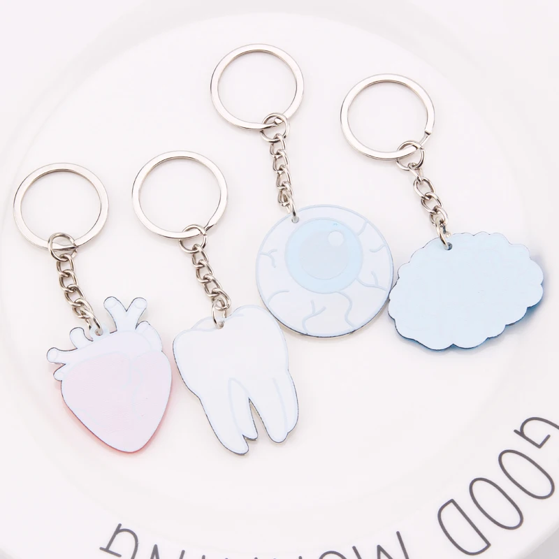 

New Organ Heart Keychain Brain Eyes Tooth Key Chain Women and Men Cute Anime Cartoon Kids Key Ring Gift Porte Clef
