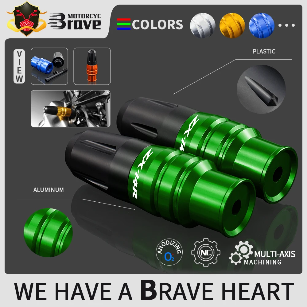 

1 Pair Exhaust Frame Sliders Crash Pads For Kawasaki ZX14R ZX-14R ZX 14R ALL YEAR CNC Falling Protector