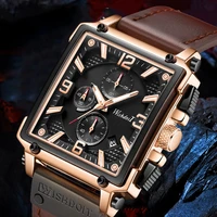 wishdoit 2021 new fashion waterproof quartz watch mens watch top brand luxury business belt large dial square chronograph