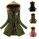 Новинка осенне-зимняя женская куртка средней длины утепленное Стеганое пальто с капюшоном облегающая парка с вышивкой куртка с хлопковой подкладкой женская верхняя одежда