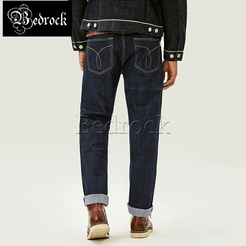 MBBCAR 13.5oz vintage selvedge jeans for men unwashed raw denim jeans slim straight washed blue jeans cattle jeans 704A