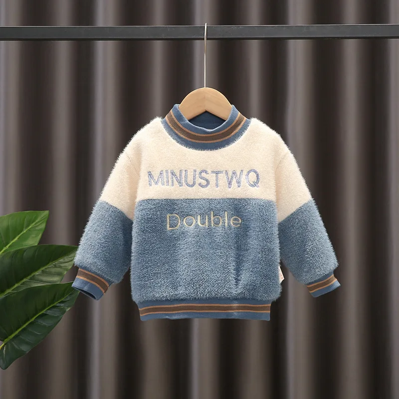 Свитер для мальчиков Детский полосатый свитер в клетку Зимняя вязаная детская