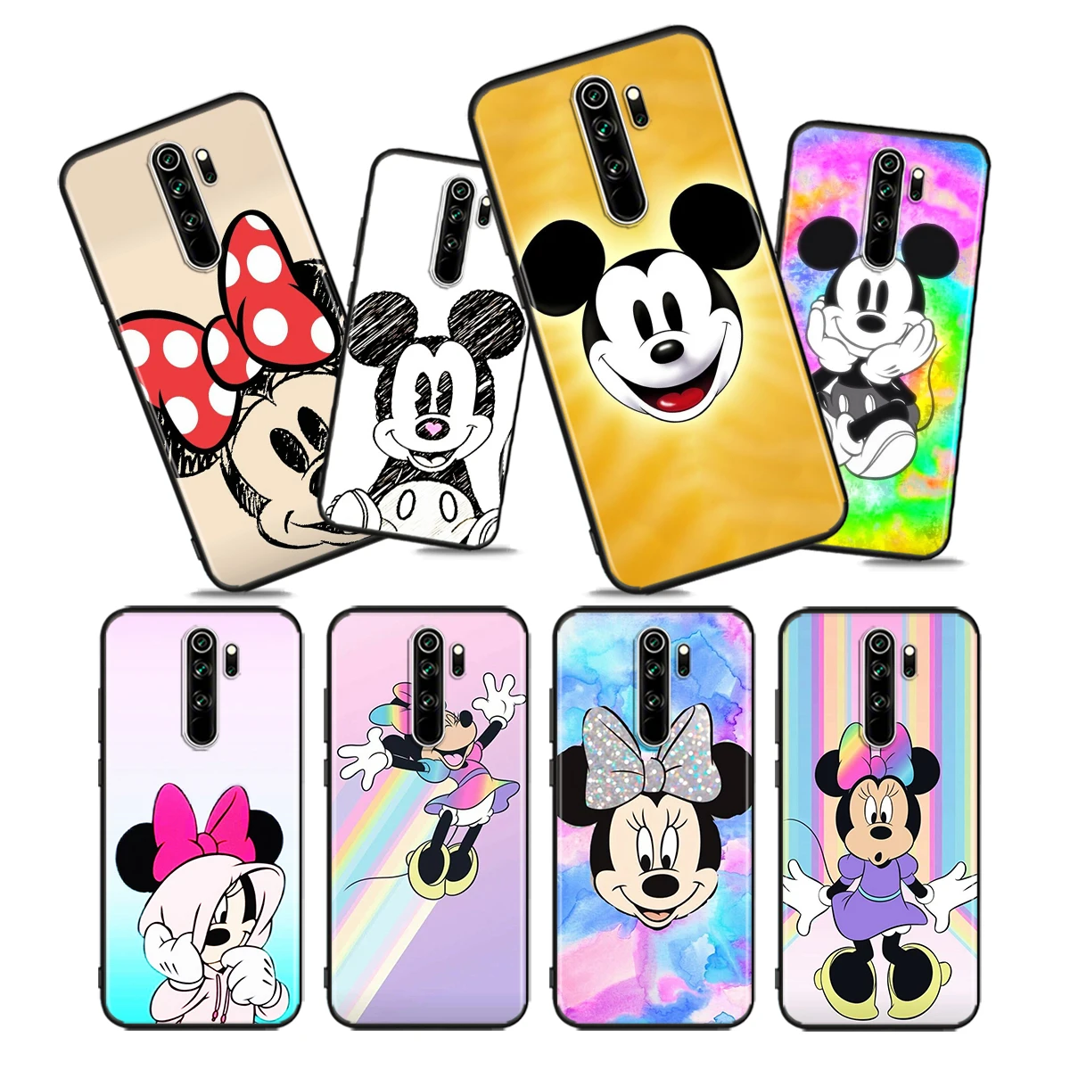 

Mickey mouse color Soft TPU Cover For Xiaomi Redmi Note 10 10S 9T 9S 9 8T 8 7 6 5A 5 4 4X Prime Pro Max Black Phone Case