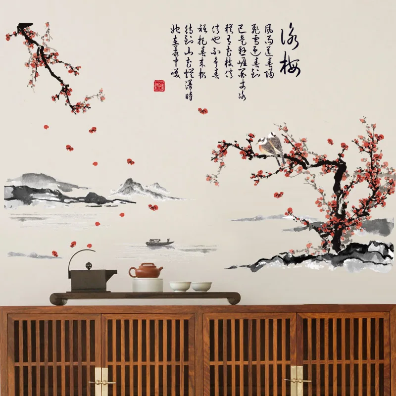 

DIY Chinese Style Plum Blossom Wall Sticker Vinyl Art Painting Characters Decals Living Room Bedroom Decoration Poster