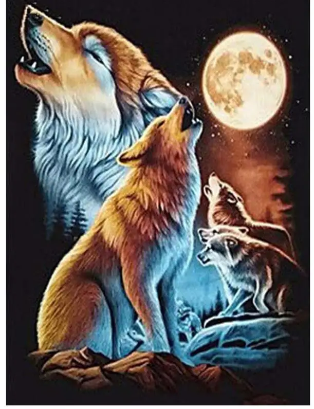 Луна Алмазная картина с изображением ВОЛКА ЖИВОТНЫХ dimond вышивка полная Дрель