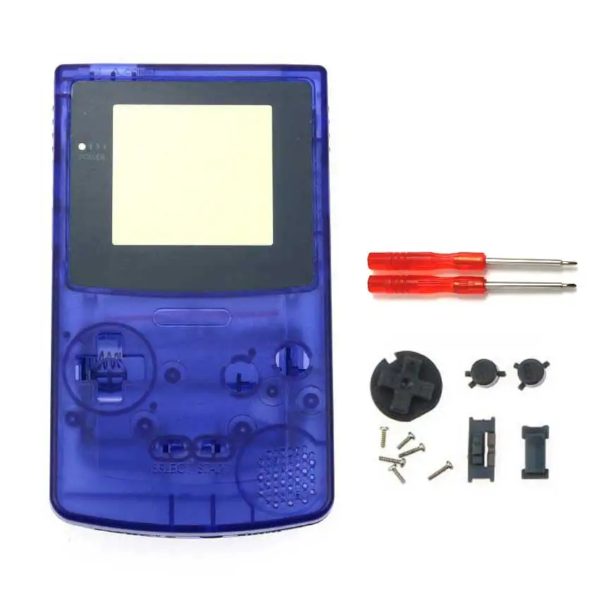 YuXi полный корпус оболочка Крышка запасная часть для nintendo для Gameboy цвет консоль GBC чехол с инструментами - Цвет: Clear Dark Purple