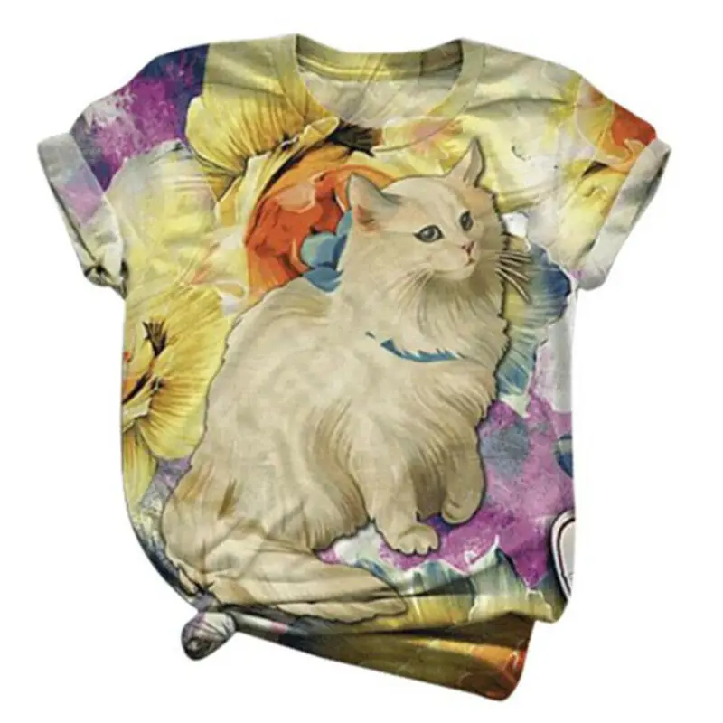

Summer Graphic T Shirts Women Animal Floral Print T Shirt Top Tees Casual Loose Harajuku T-Shirt Female Short Sleeve Tops