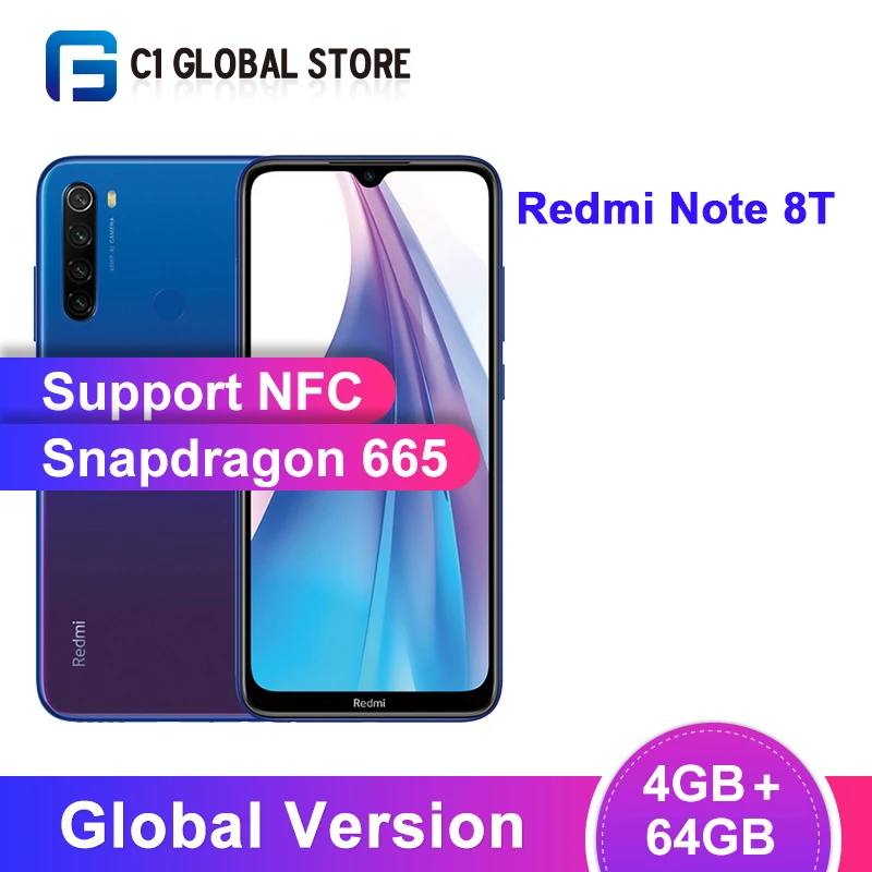 Смартфон Xiaomi Redmi Note 8T 4 + 64 ГБ Snapdragon 665 8 ядер 4000 мАч Поддержка NFC|Смартфоны| |