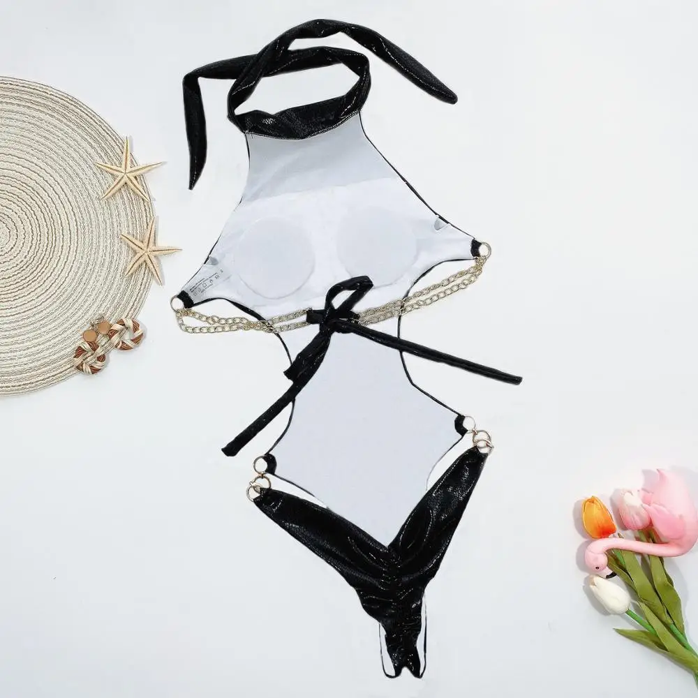 Слитный купальник OMKAGI с блестками женский купальный костюм открытой спиной