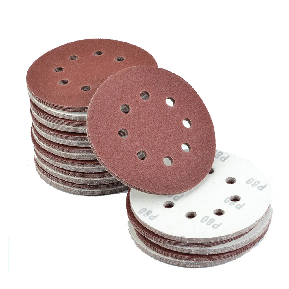 QWORK 1 шт. диск из наждачной бумаги с круглым крючком и петлей диаметром 5 дюймов (125