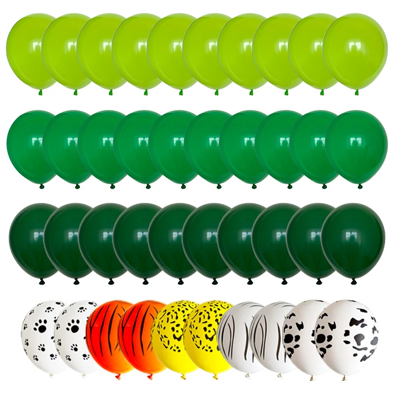 40pcs Green Balloons Set Metallic Confetti Balloon Jungle Safari Animal Birthday Party Decorations Kids Boy Baby Shower Favors | Дом и сад