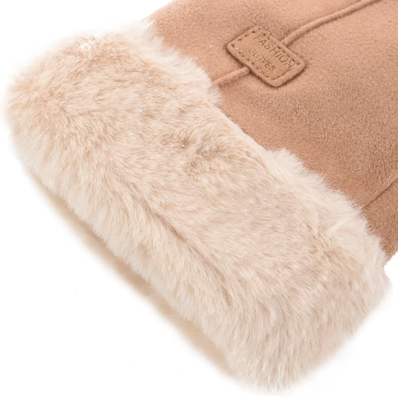 Осенне-зимние замшевые перчатки женские теплые для верховой езды бархатные