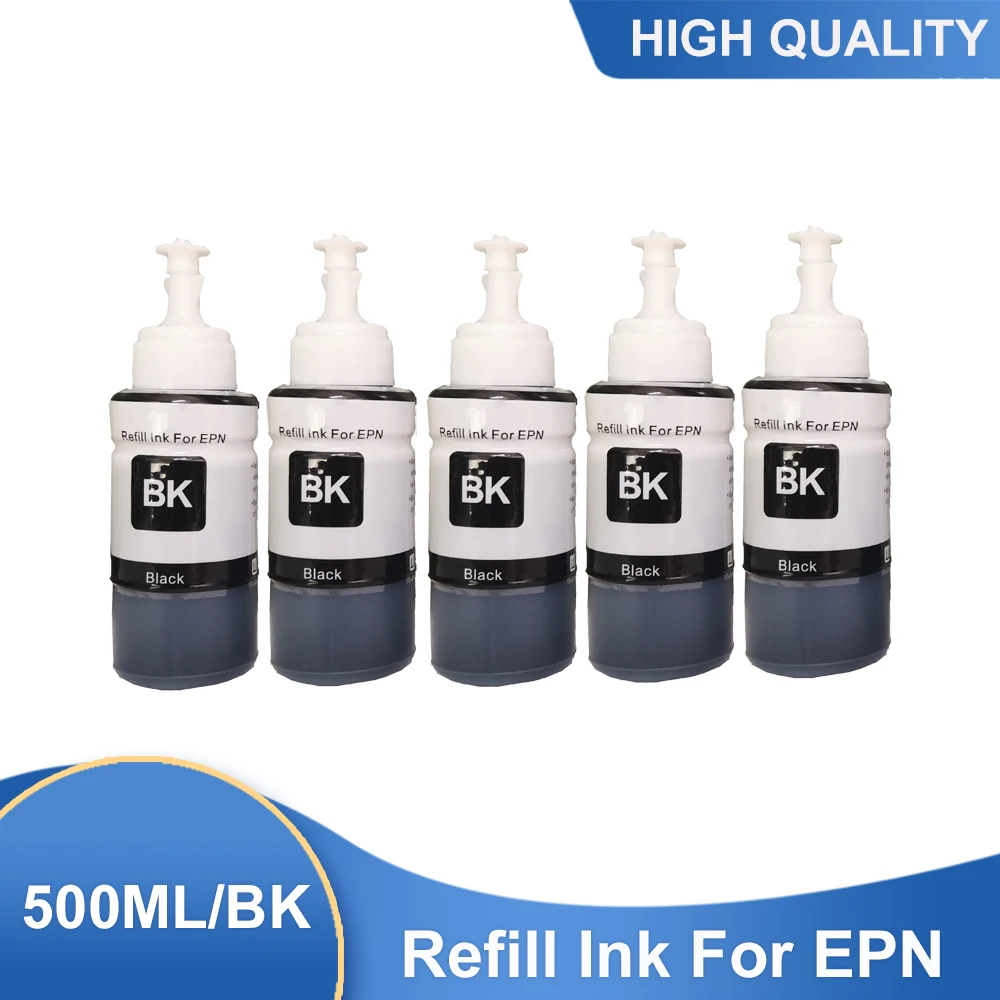 

5 BK Dye Ink Refill Ink Kit for Epson L375 L100 L110 L120 L132 L210 L222 L300 L312 L355 L350 L362 L366 L550 L555 L566 Printer