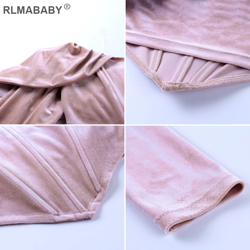 Rlmaaby Розовый без бретелек сексуальный бархатный укороченный Топ с длинным