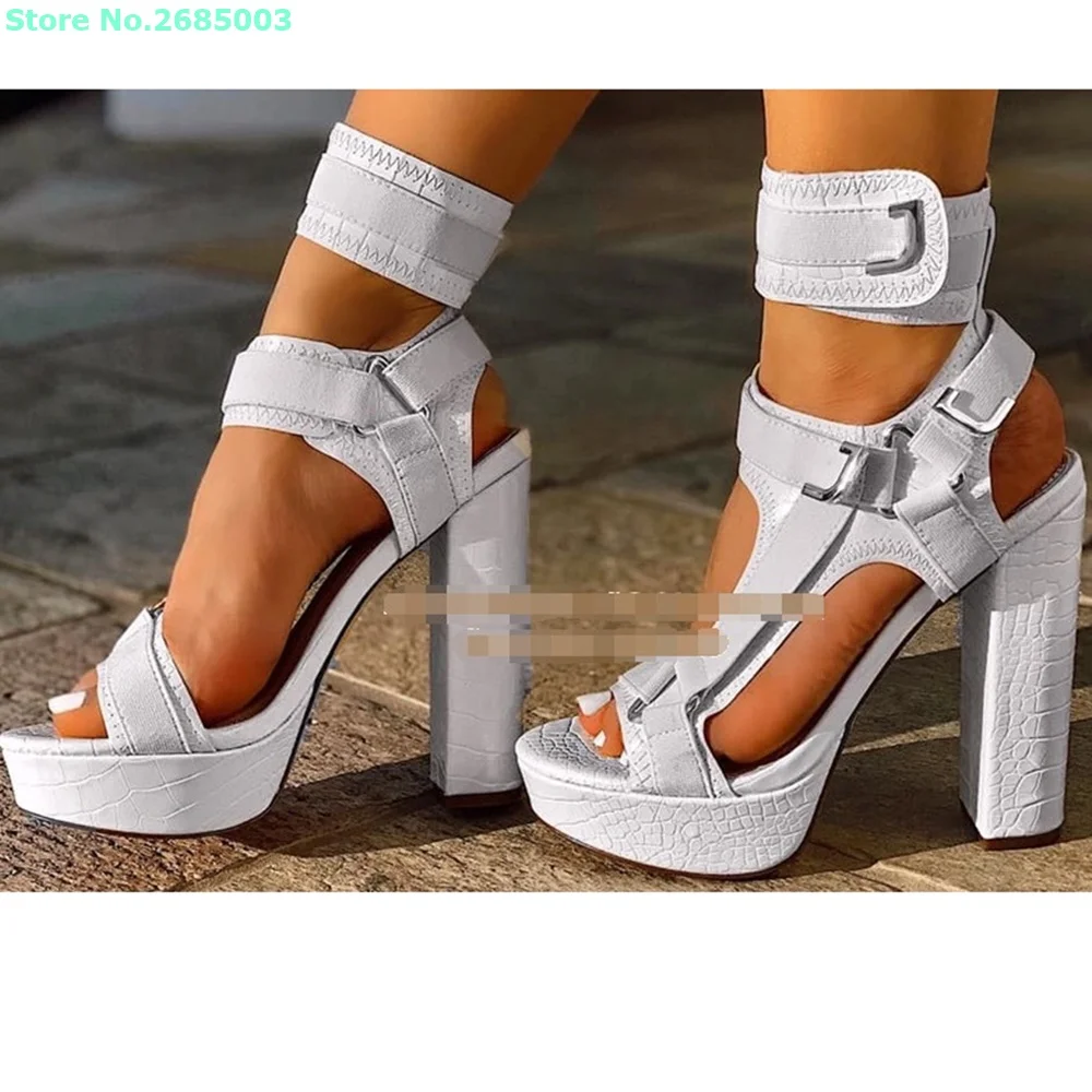 

Ankle Metal Buckle Strap Sandals Square Thick Heels Pointed Toe Platfrom Colorful Women Summer Party Dress Sandals Shoes