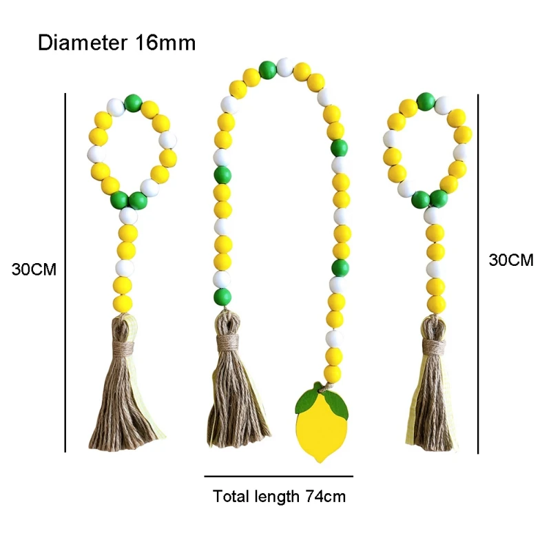 

3 Pieces Wood Bead Garland With Tassels Rustic Farmhouse Tiered Tray Holiday Decorations Natural Country Home Decor