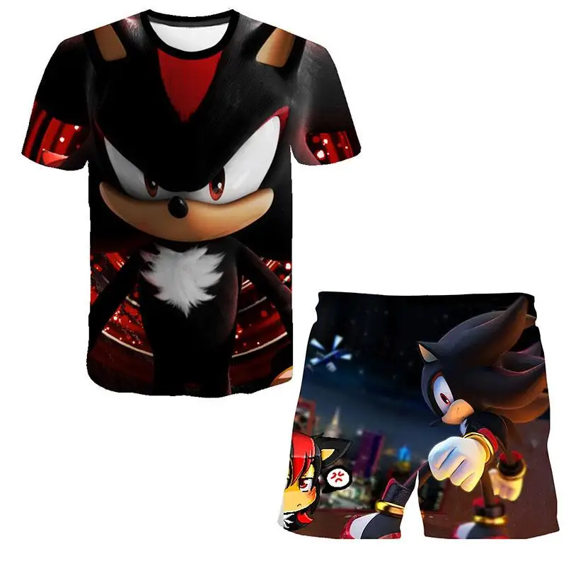 

2021 Children's Clothing Set Boys Clothes Set Summer Kids Pants Baby T-shirt Anime Cartoon Shorts Boy Set Sports Suit