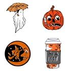 Креативная кофейная Луна призрак тыква Зонт ранцевый рюкзак одежда лацкан заколка Забавный значок Счастливого Хэллоуина Ювелирные изделия Подарки