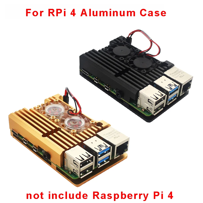 Raspberry Pi 4 Алюминиевый металлический чехол Raspberry Pi 3 Алюминиевый Чехол Коробка с двойным вентилятором теплоотвод для Raspberry Pi 4 3 Модель B 3B Plus