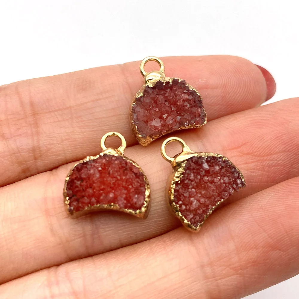 Оптовая продажа многокрасочный кулон в форме луны из натурального камня для изготовления ювелирных изделий, ручных аксессуаров, бисерных украшений, модных нарядов.