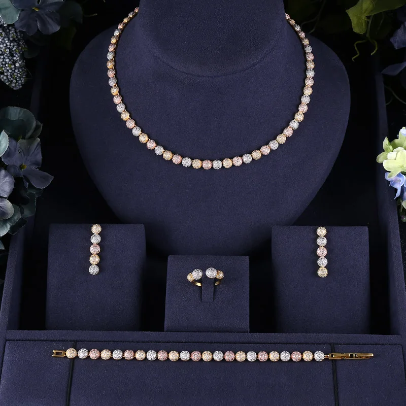 Janekelly Нигерия СВАДЕБНЫЙ Цирконий для женщин вечерние ринка роскошное Ожерелье