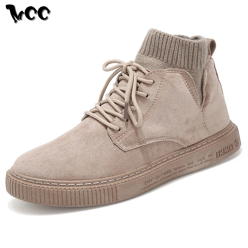 Мужские повседневные ботинки на шнуровке черные серые или хаки с высоким верхом