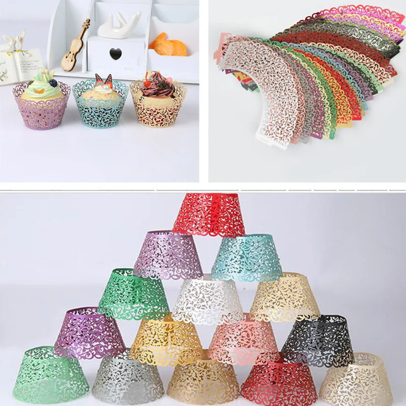 12 шт. кружевная лазерная резка обертка для торта лайнер Подарочная коробка
