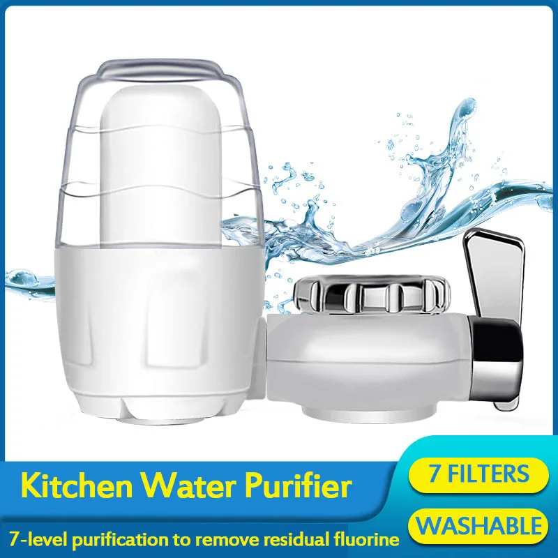 

Kitchen Water Faucets Filter Washable Ceramic Faucets Mount Tap with Replacement Filter Water Purifier Rust Bacteria Removal