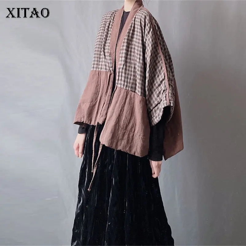 

XITAO Drawstring Parkas Fashion New Women Full Sleeve Striped Goddess Fan Casual Style Loose Parkas Coat 2021 Winter GWJ1554