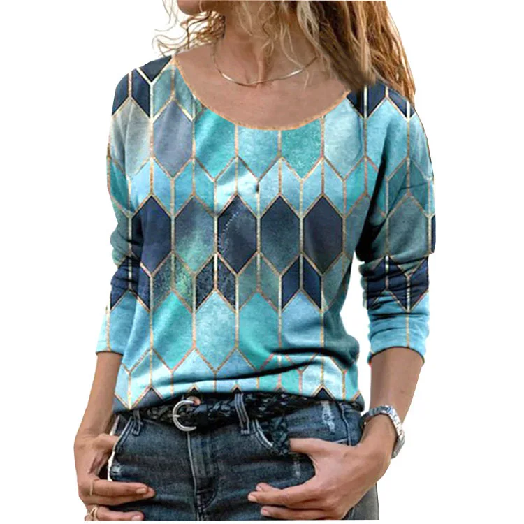 Spring New Women's Blouse Loose Plus Size S-5XL Print Women Shirt Fashion Casual Long Sleeve Blouses Tops Female Clothing 17964 | Женская