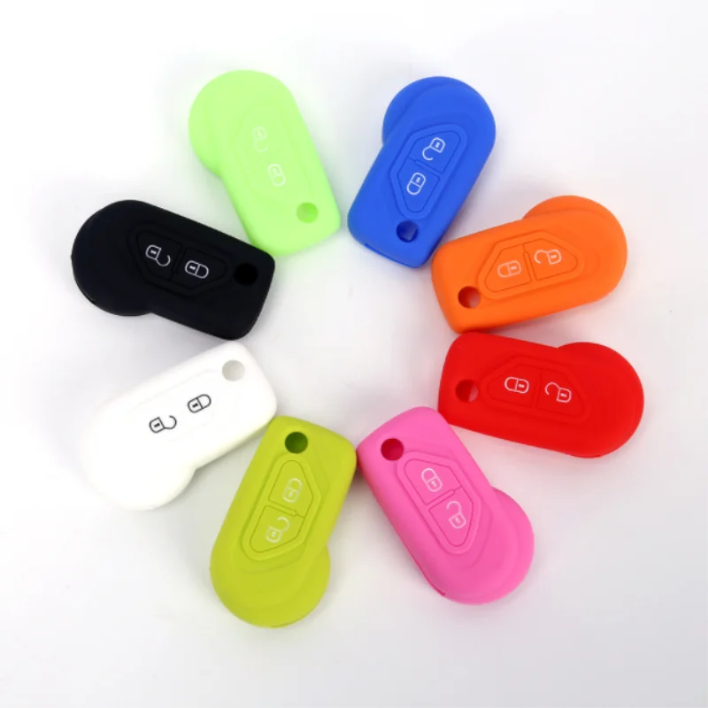 

Silicone Rubber Key Fob Case Cover Protect Hood Set Remote Key Shell for Citroen DS3 Folding Flip 2 Button Keyless Skin
