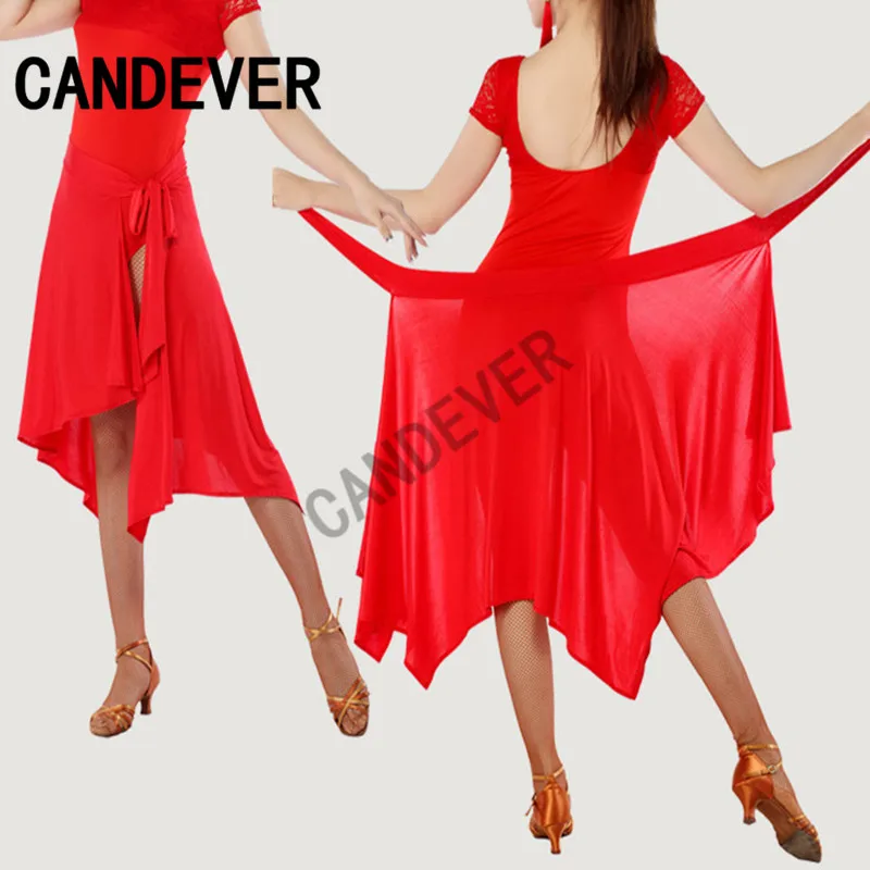Latin Dance Skirt Red / Black irregular Cha Cha/Rumba/Samba/Tango Dresses For Dancing Practice/Performamnce Dancewear | Тематическая