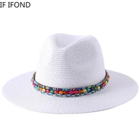 2022 summer hat for women men wide brim panama sun straw hats travel beach jazz fedora hat