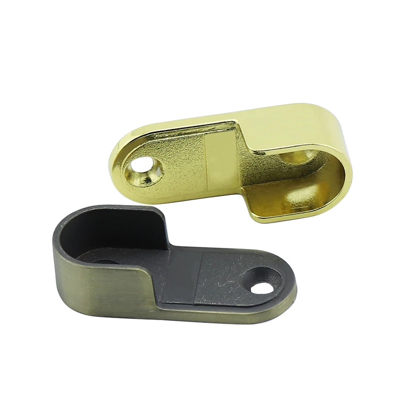 2Pcs/Lot Shiny Chrome Gold Bronze Black Open Flange Oval Rectangle Wardrobe Closet Hanging Rod Support Holder Bracket |