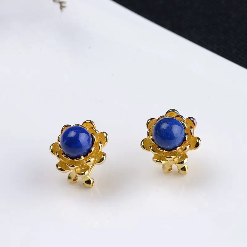 

Серьги-гвоздики женские из серебра 925 пробы, с лазуритом