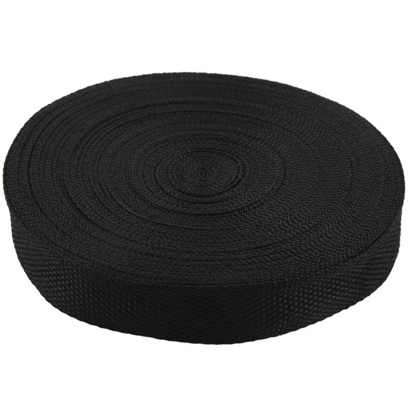 

25mmx20m Roll Nylon Tape Strap For Webbing Bag Strapping Belt Making DIY Craft - Black