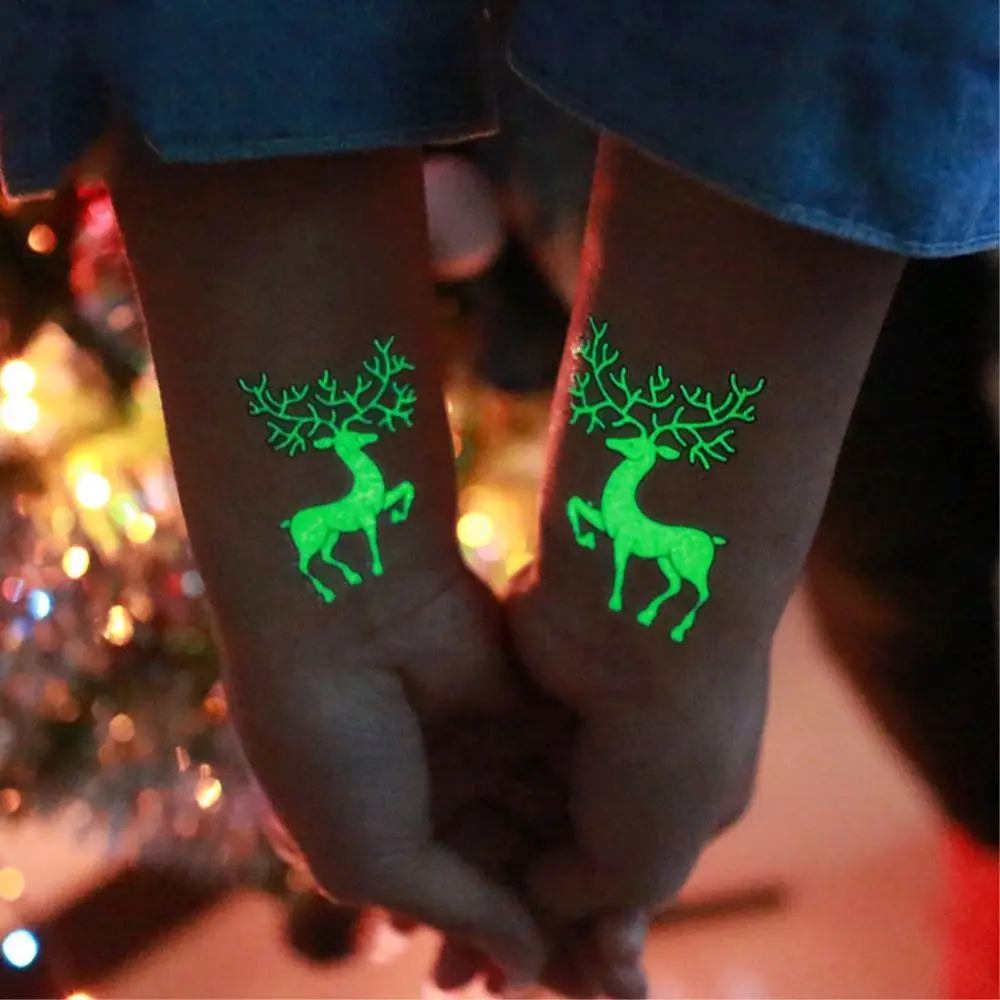 

1pc Christmas Luminous Temporary Tattoo Stickers Merry Christmas Ornament Christmas Tree New Year Decor Decor for Home Party