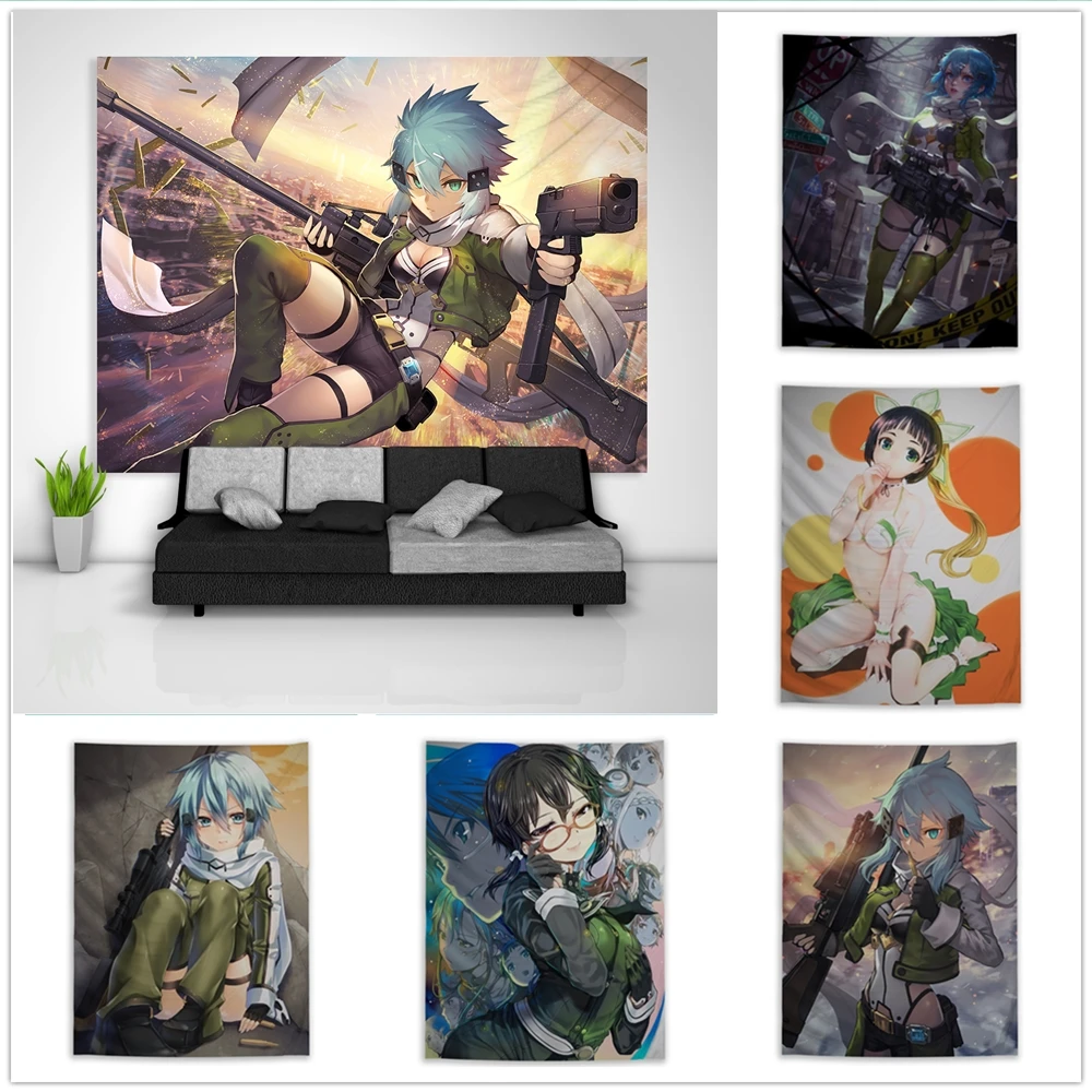 Сан меч искусство онлайн Если листья шино сугуха гобелен настенный подвесной