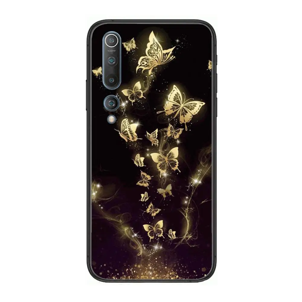 

Artistic Creativity Golden Flowers Phone Case For xiaomi mi11 5g 10 liti Ultra 9Pro SE 3 8 Note Anime Black Cover Silicone Back
