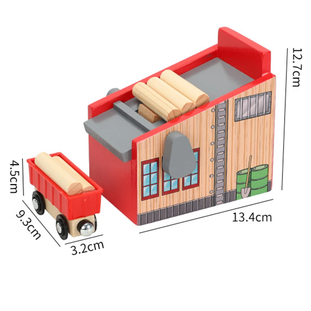 

Wooden Lumber Yard Blocks Car Kit Model Kids Toy Train Track Scene Accessories classic train locomotive train with blocks
