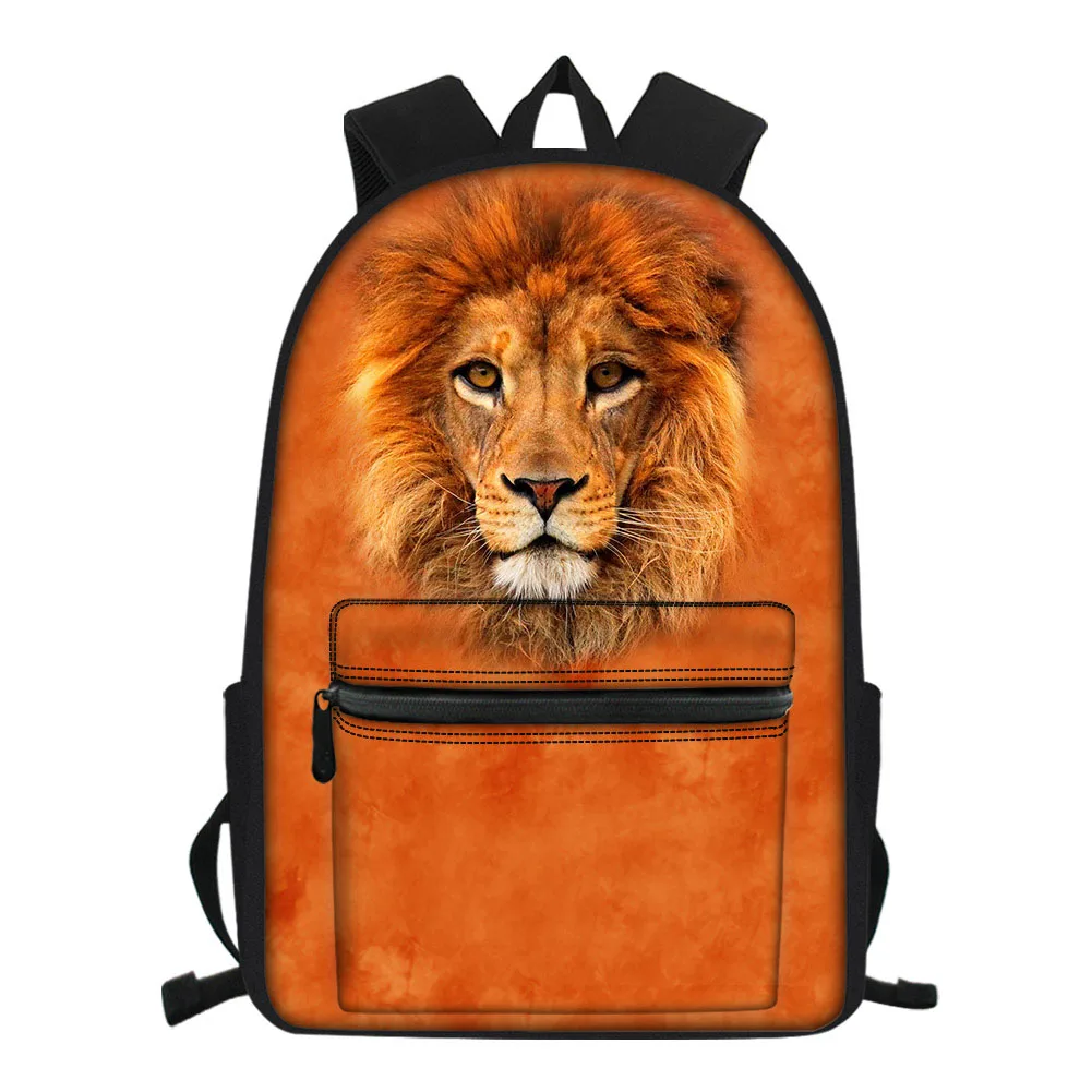 Рюкзак мужской для начальной школы, ортопедический ранец с принтом диких животных для ноутбука для мальчиков-подростков