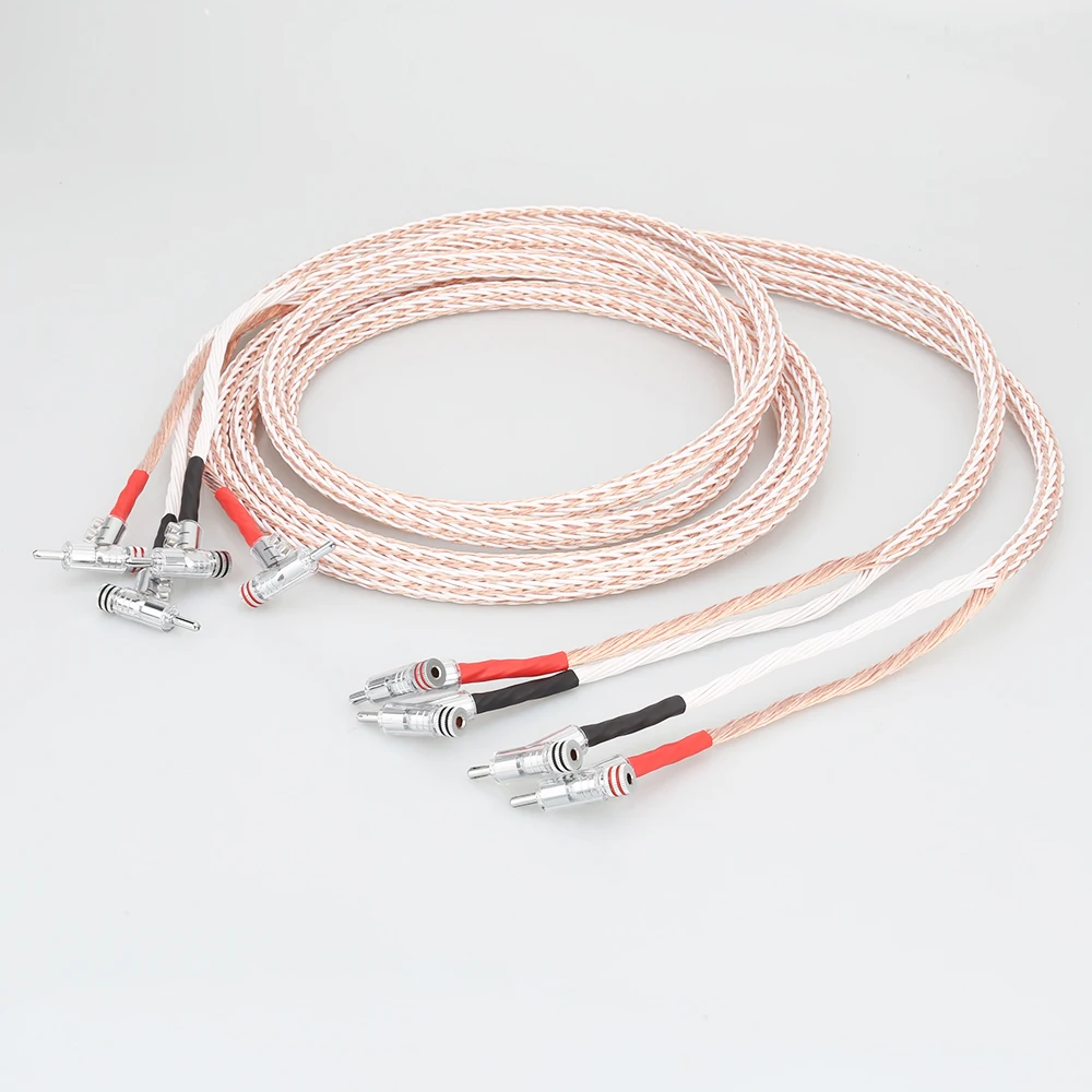 

Audiocrast 1pair 12TC HI-End 7N OCC Copper Audiophile Speaker Cable with right angled banana plug loudspeaker cable