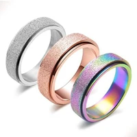 fashionable stainless steel color rotating ring womens wide face ring daily matching leisure party jewelry anniversary gift