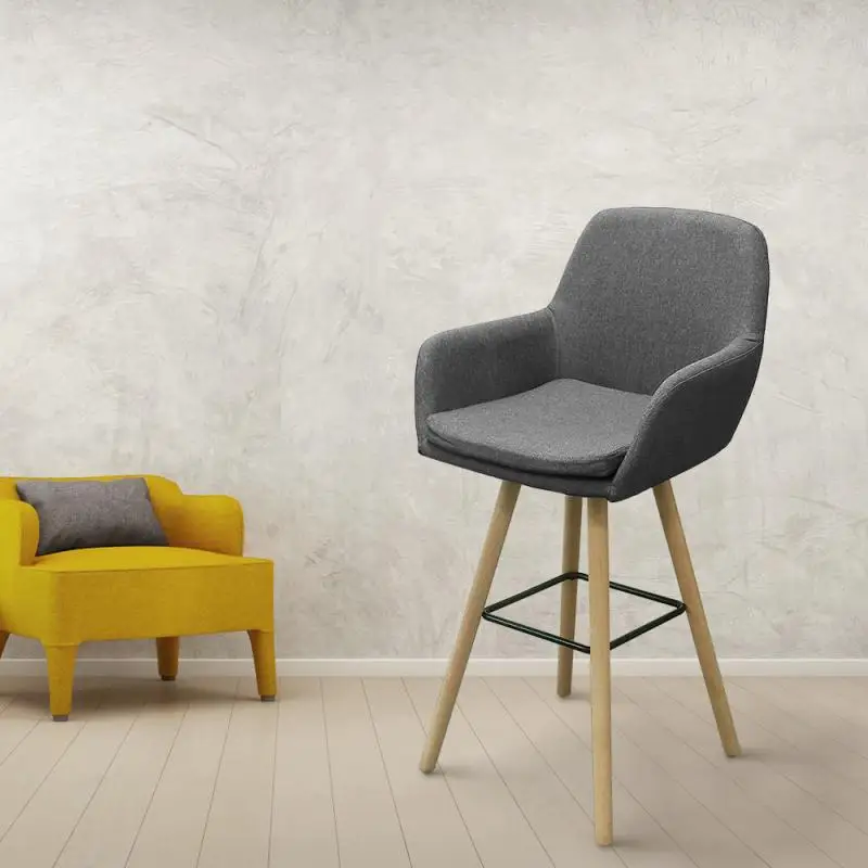 

2 PCS Dining Room Chairs Nordic Style Dining Chairs Set Furniture Cotton Linen Solid Wood Hotel Kitchen Restaurant Stools HWC