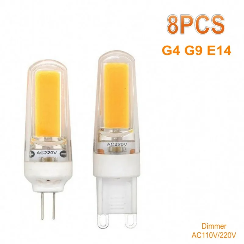 

8PCS/LED G4 G9 E14 Bulb Dimmable 9W AC220V 110V Lampada COB LED Light Lamp Bombillas Luz Warm Cool WhiteReplace 60W Halogen Lamp