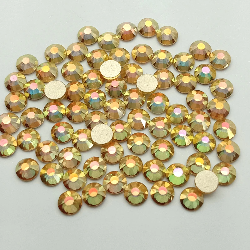 

Золотой солнце 1440 шт./упак. стеклянные стразы для ногтей SS3-SS20 3D Б ез исправлений для ногтевого дизайна с плоской задней частью Стразы Украше...