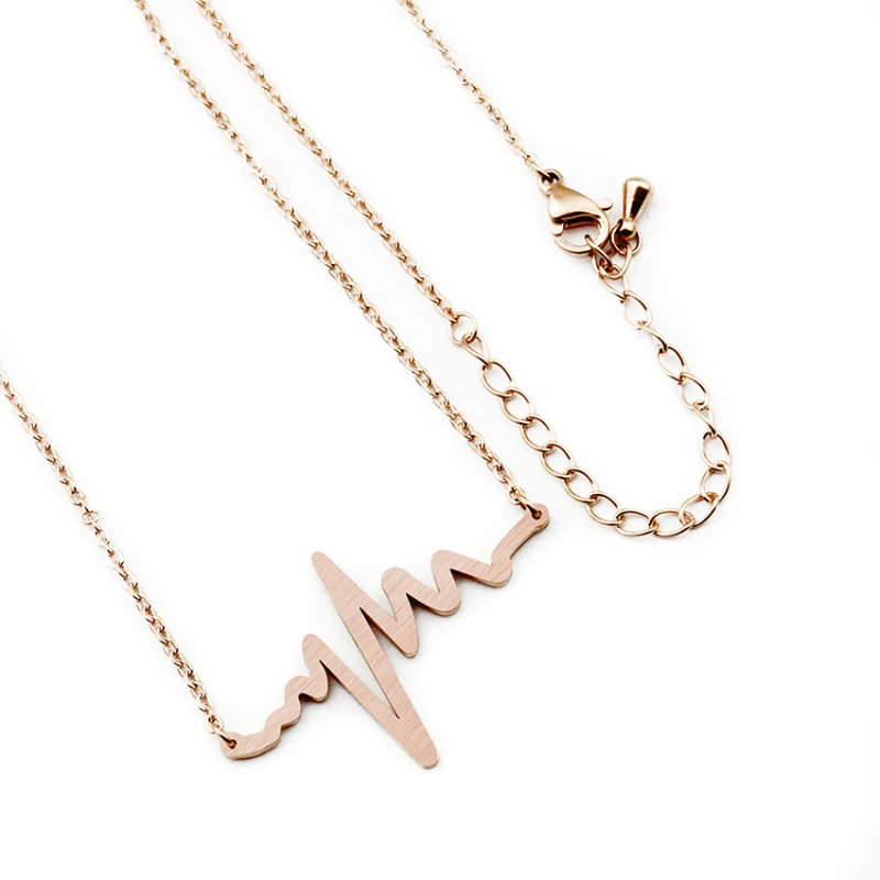 

Heart Beat Classic ECG Pendant Necklace Gold Color Aesthetic Chain Choker Necklace Women Party Fashion Jewelry Gift 2020
