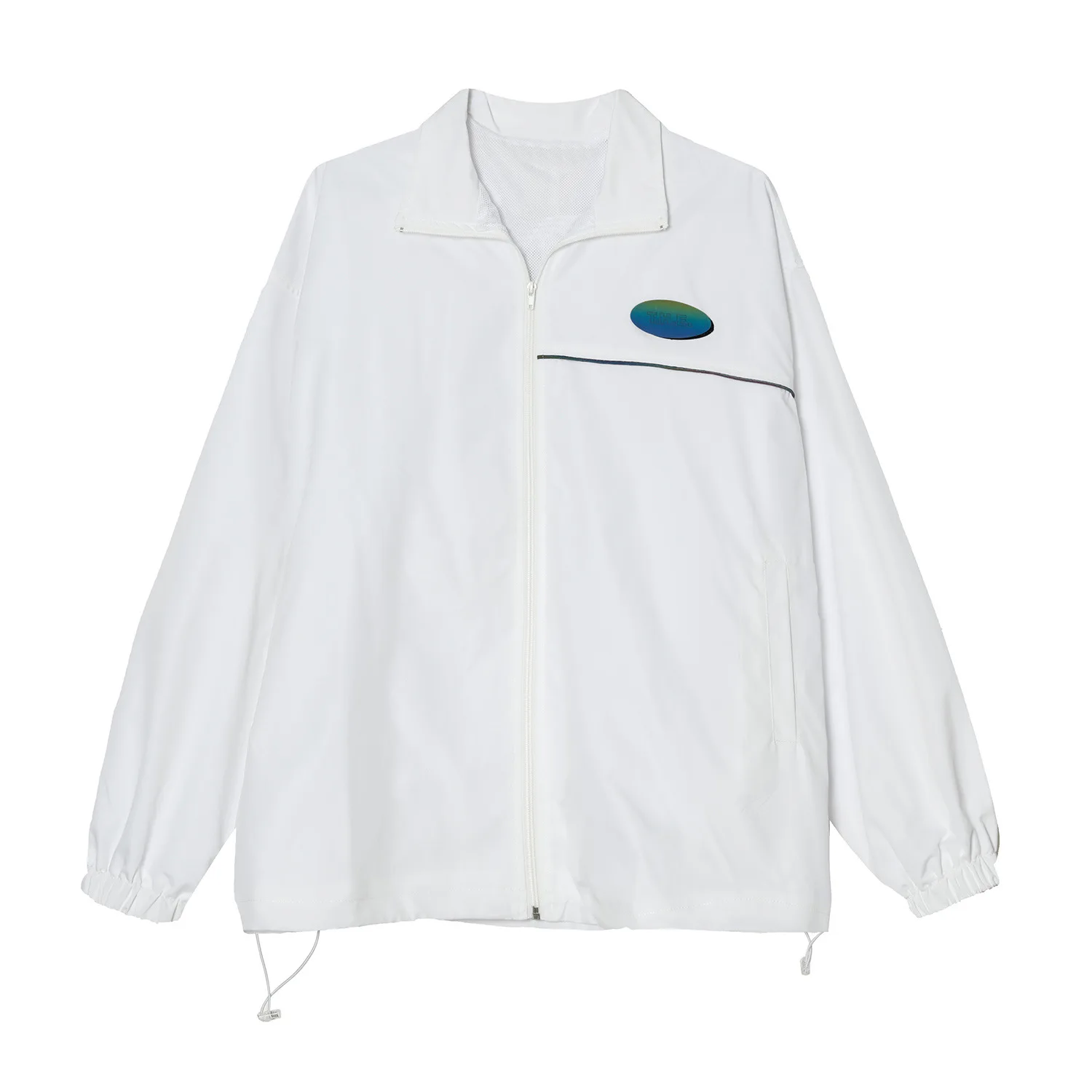 

MTL men's clothing - 2021 spring new Korean jacket back hollow stitching mesh black and white blue stand collar coat