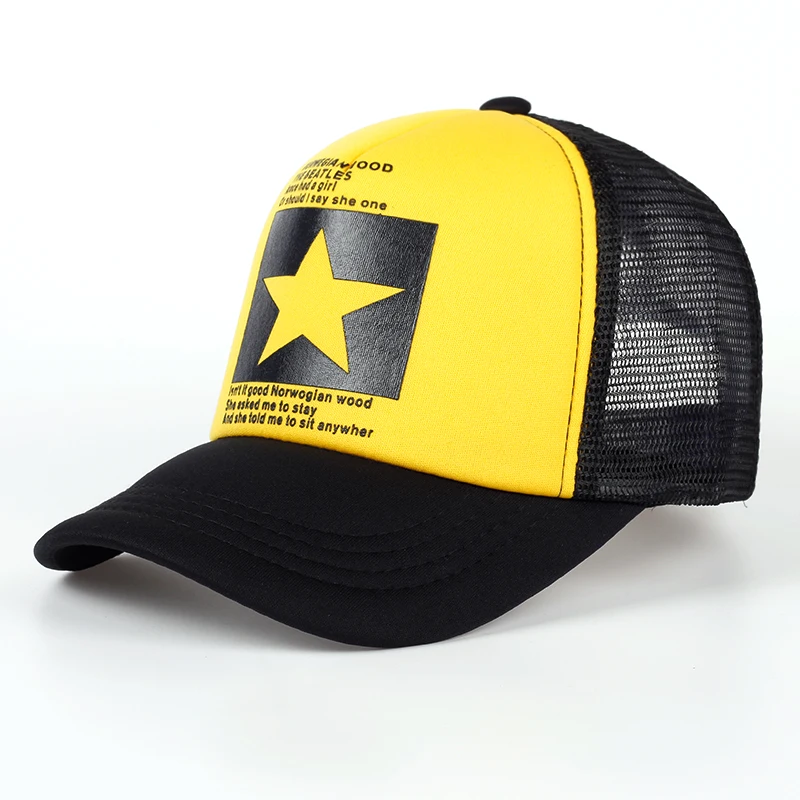 

New five-pointed star printed baseball cap spring summer breathable net caps outdoor sun shade hats adjustable wild hats